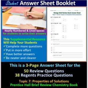 Solutions, Solubility, Molarity: Student Answer Sheet Prentice Hall Brief Review - Image 2